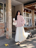 Autumn And Winter Korean Sweet Atmosphere Feeling Thin Plus Lace Half Dress Girl Plus Thick Cake Dress