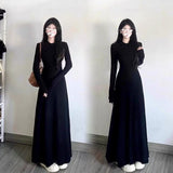Winter Slim Long Dress Women Thin Plus Receiving Waist Temperament Long Dress New
