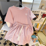 Summer Shorts Set Two Sets Of Leisure Sports Suit Women's Summer Loose Can Go Out Shopping White And Thin