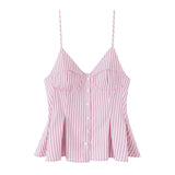 6013-2025 New Women's Dress V-Neck Buckle Solid-Colored Folded Slings Top Women's Style