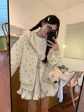 Broken Flower Zip-Up Jacket Women's Spring And Autumn 2026 New Oversize Loose Lazy Wind Long-Sleeved Top