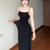 French Curry Sling Dress Women's Summer Mesh To Receive Waist-Repair Skirt Pure Desire Tight Ass Long Skirt