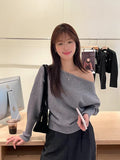 Sweater Casual Loose-Fraged Knitted Shirt New Fashion Temperament Long-Sleeved Knitted Shirt Woman