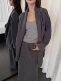 Autumn And Winter With A Set Of Women's Languid Style High-End Sense Knitted Shirt Jacket Skirt Two Sets