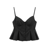 V-Neck Slings Sexy Dew Single-Dripple Broad-Folded Skirt-Up Short-Form Women's Vest 2178083