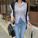 Temperament Gray Design Shirt Long Sleeves Flipped Open Fork Top Woman Slim Thin Cardigan Spring New Pure Desire