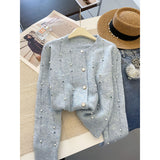 Knitted Women's Autumn New Small Fragrant Wind Nails Long-Sleeved High-End Sweater Coat High-End Design Sense Niche Top