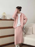 Casual Sports Set Women's Autumn/Winter 2025 New Hoodie Knitwear Knitwear Jacket + Two-Piece Skirt