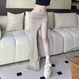 RO Style Design Hottie Low-Waisted Hip Skirt 2025 Summer New Small Irregular Folded Skirt Dress Girl