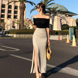Anti-Walking Light Belt Skirt High Waist Open Skirt Tight Body Slim Ass Skirt Sexy Long Skirt Summer