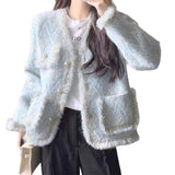 Autumn And Winter 2025 New Round-Neck Long-Sleeved Small Fragrant Wind Casual Coat Women's Large Size Coat
