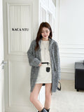 Vintage Zipper Hooded Sweater Coat Women's Autumn And Winter New Loose Lazy Slack Feeling Warm Thick Knitted Open Shirt