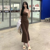 Black Hanging Dress Women's Summer Bottom Skirt Tight-Buff Dress In The Long Fishtail Small Mother Dress