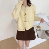 National Style Design Buckle Round Collar Knitted Jersey Women's Spring And Autumn New Fashion Loose Leisure Sweater