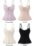 Sweet Babes V-Neck Lace Spliced Sling Vest Women's Summer Lace Pick-Up Waists Are Skinny Sexy And Pure Desire Tops