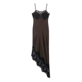 BSK&TRAF Women's Winter 2025 New Fashion Asymmetric Lace Slace Dress 4772113