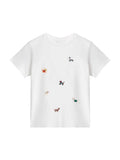 92 Cotton 8 Spandex Summer Slimming With Embroidery Short-Sleeved Girl T-Shirt Cartoon Puppy Print Design Small Blouse