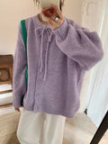 Butterfly Purple Sweater Cardigan Women Autumn And Winter New Tice With Flower Wool Large Loose Lazy Knit Coat