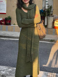 Knitted Dress Women's Autumn And Winter New Low-Circle Collar Temperament To Accept The Waist Of The Lanky Sweater Skirt + Scarf Two Sets