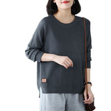2025 New Round Collar Hooded Sweater Women's Autumn And Winter Knitting Blouse Loose Leisure Bottoming Shirt Simple Knitting Shirt