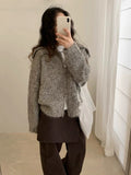 Korean Version Of Casual Collar Double Zipper Knitted Cardigan Women's Autumn And Winter New Retro Easy Thick Coat