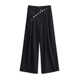 Spice Girls Irregular Belt Hanging Suit Pants Autumn Loose Thin Straight Trousers Street Broad Leggings