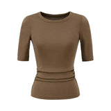 Pure Hottie Temperament Shoulder-To-Shoulder T-Shirt T-Shirt Girl Summer New Slimming Inside The Hot Girl Short-Sleeved Top