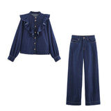 Autumn New Denim Laminated Decorative Shirt 6147181 Jeans 6147170