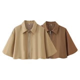 Summer New Two-Color Short-Sleeved Zipper Jacket 100-Folded Lantern Tidop Skirt Set