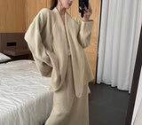 Autumn And Winter With A Set Of Women's Languid Style High-End Sense Knitted Shirt Jacket Skirt Two Sets
