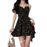 French Black V-Necked Tea Break Hanging Dress Women's Summer 2026 New Thin A-Character Small Short Dress