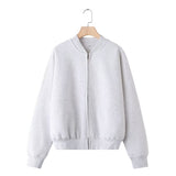 Zippered Bomber Jacket-Style Tunic 3399802 Loose High-Waisted Velvet Trousers 3199800