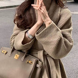 Autumn And Winter New Knitted Cardigan Women 2026 High Sense Loose Belt Bathrobe Lazy Sweater Coat Thick