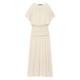 New Simple Solid Color Bran Folding Dress 1334940