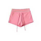 Spice Girl Drawstring High Waist Knitted Casual Pants Women's Summer New Sexy Slimming Packed Hot Pants