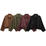 Spring New Velvet Texture Effect Bomber Jacket Jacket
