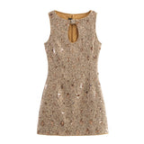 BSK&TRAF Women's Clothing 2025 Autumn New Coat French Small Scent Style Bead Design Dress