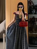 Korean College Style Temperament To Close The Waist Wood Ear Stling Sling Skirt Women Fashion Summer New Square Neck Over The Knee Dress