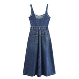 BSK&TRAF Women's Summer 2025 New Street Wind Shoulder-Scared Denim Dress 5252282