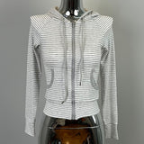 Spring And Autumn Stripes Pure Want To Repair The Slim Zipper Hooded Jacket T-Shirt Women + Elastic High-Waisted Sports Slacks