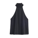 BSK&TRAF Women's Clothing 2025 New Fashion Babes Bows Hanging Neck Top 2180105