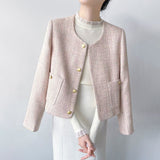 Pink Small Fragrant Coat 2025 French High-End Sense Of The New Temperament Long-Sleeved Short Round Collar Top