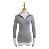 Sweet Spice Girls Fake Two Colling Colors Colling Long Sleeve Polo Shirt Women's 2025 Autumn Repair Small T-Shirt Tide