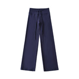 Korean Small Man Standing Thin Hooded Zipper Coat + Loose Feeling Loose Draw Rope Broad Leg Trousers Two Sets Of Women