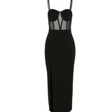 Dark Pure Desire Sister Net Yarn Splicing Sling With Dress Women Feel Forked To Pack The Hip Skirt Tide