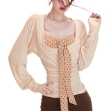 Hottie Bo Dot Pure Long Sleeves And Bottom Shirt Women's Tops Autumn Bras Decoration Body T-Shirt Niche