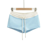Trend Women's Waist Coloring Drawstring Bag Hip Hot Pants Simple Elastic Body Massage Exercise Yoga Shorts