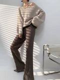 Knitted Wide Leg Pants Women Autumn And Winter 2026 New High-Waist Hanging Pendant Straight Trousers Loose Thin Thick Trousers