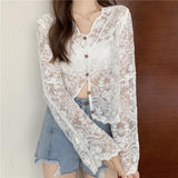 Spring And Autumn 2025 With Sling Skirt Outside The Lace Cardigan Shirt Thin Casual Sunscreen Coat Women Fashion