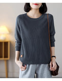 2025 New Round Collar Hooded Sweater Women's Autumn And Winter Knitting Blouse Loose Leisure Bottoming Shirt Simple Knitting Shirt